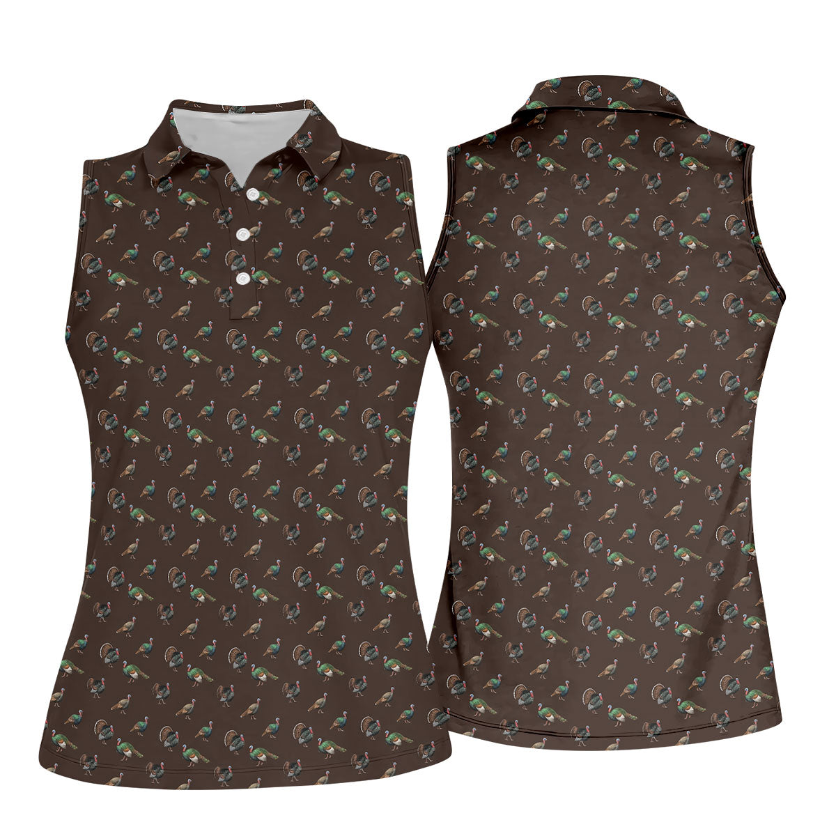 Turkey Hunting Seamless Pattern Funny Golf Shirts, Women's Golf Tops, Ladies Golf Shirts