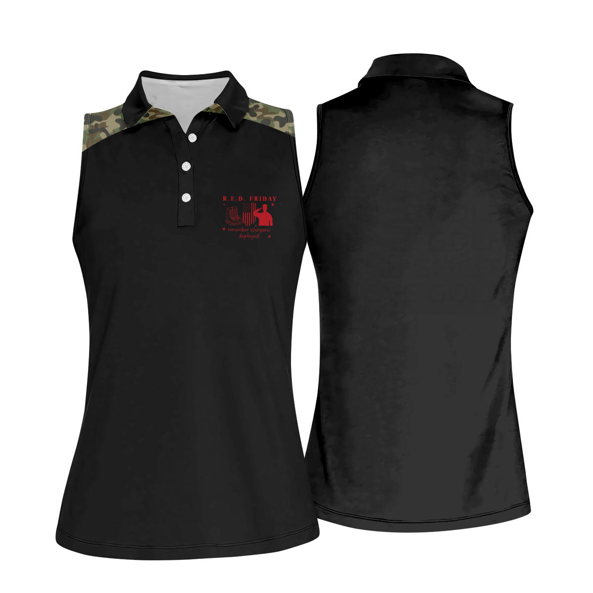 RED Friday Camo Black Patriotic 4th Of July Golf Shirt, 250th Anniversary Golf Shirt For Women