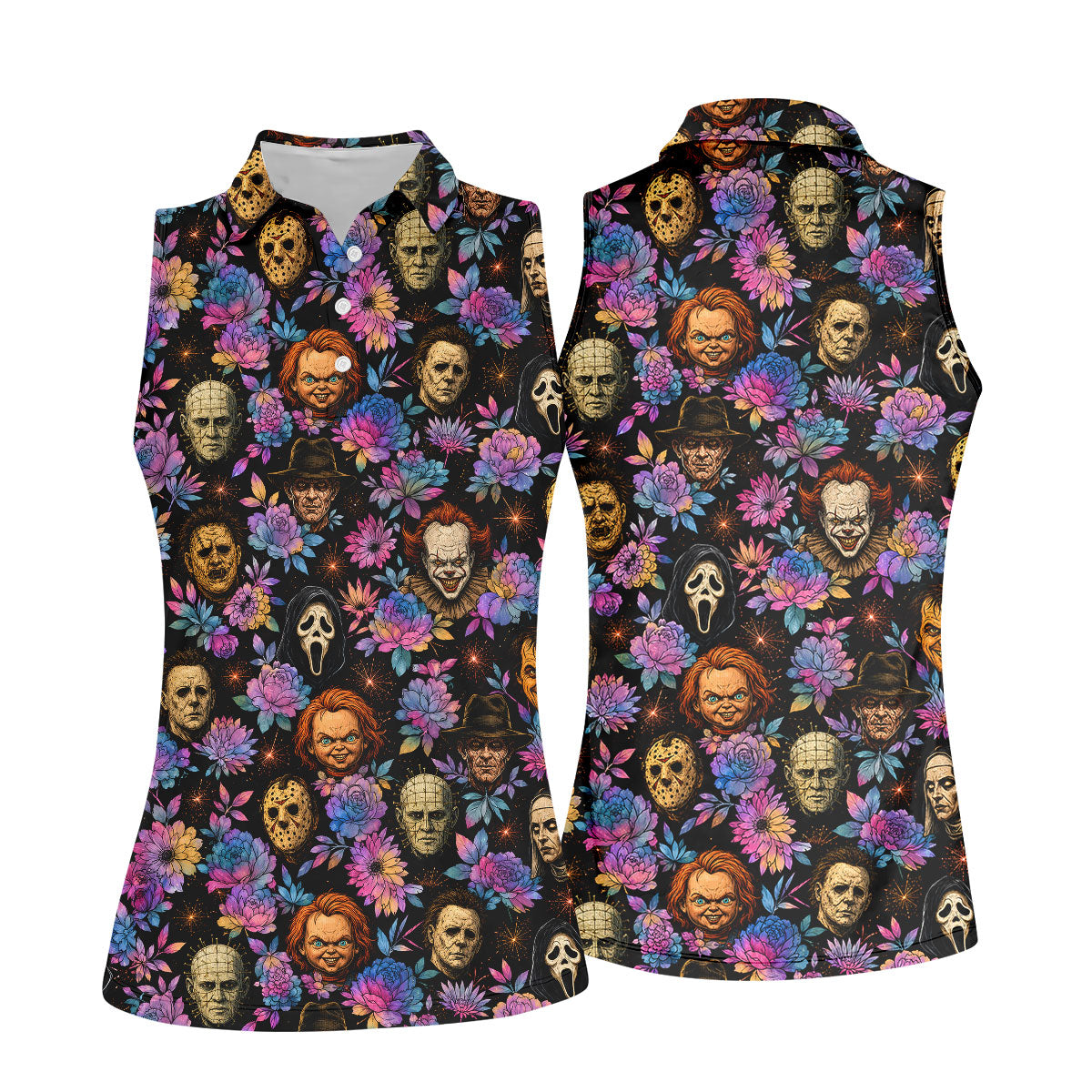 Floral Horror Character Halloween Golf Shirt, Golf Shirts For Women, Women's Golf Apparel