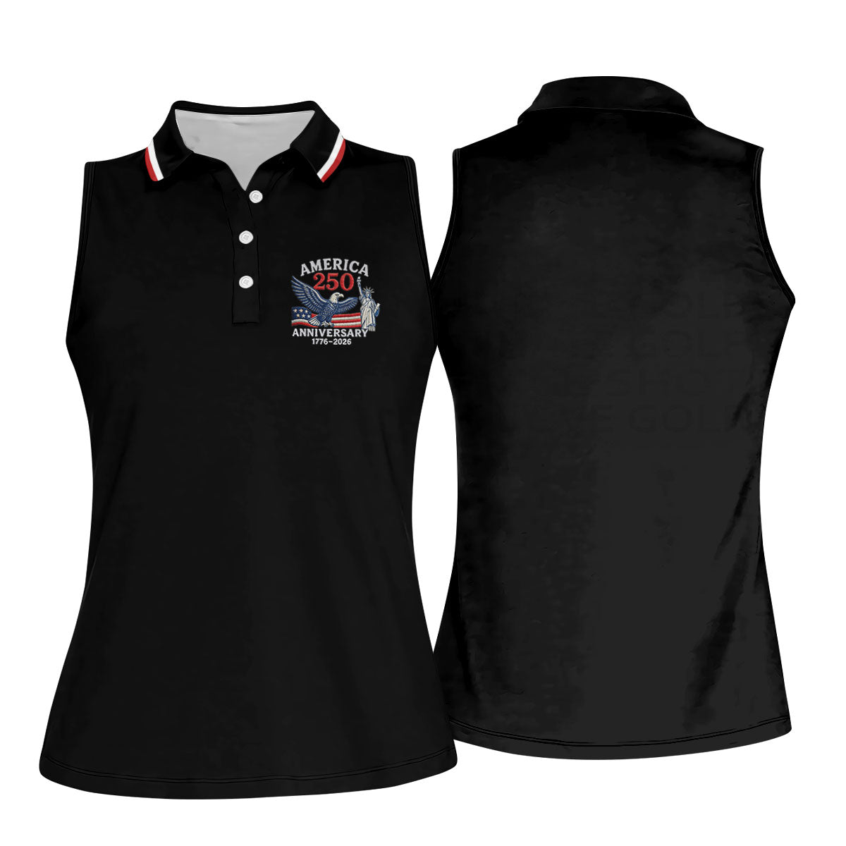 Faith Cross Bald Eagle America 250 Anniversary Black Patriotic Golf Shirt, Golf Shirt For Women