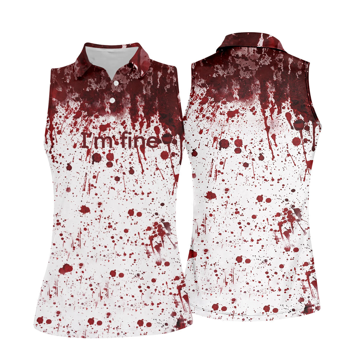 I'm Fine Bloody Splatter Halloween Golf Polo Shirt for Women, Women's Golf Tops, Golf Shirts For Women