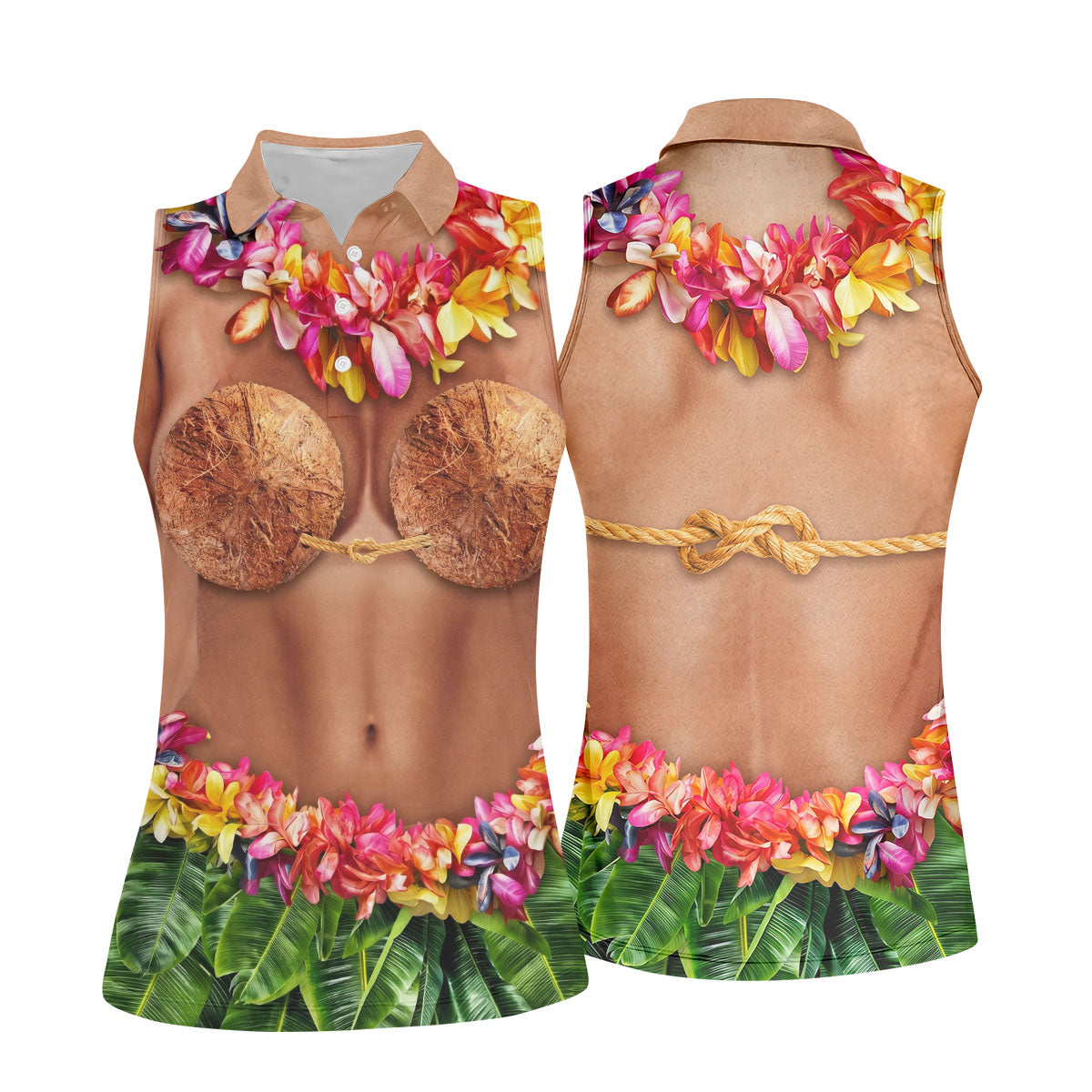 Tropical Theme Party Hawaiian Golf Shirt, Fun Women's Golf Shirts, Ladies Golf Polos