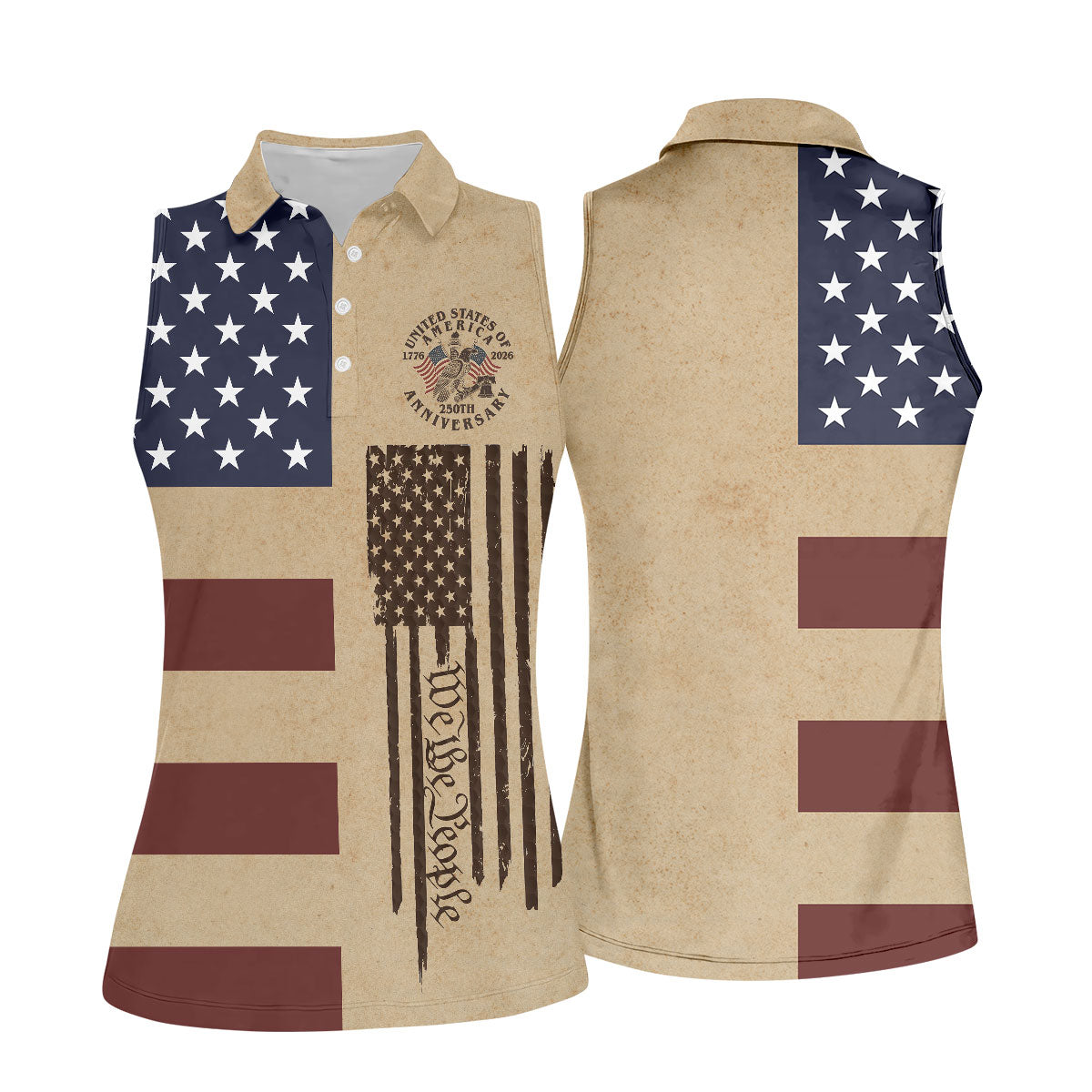 We The People 250th Anniversary Retro Golf Shirt, Patriotic 4th Of July Golf Shirt For Women