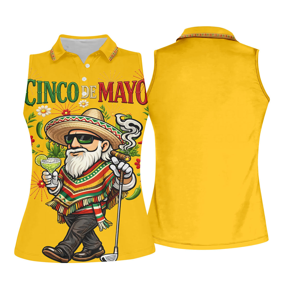 Margarita Man Cinco De Mayo Celebration Yellow Golf Shirt, Fiesta Theme Golf Shirt For Women