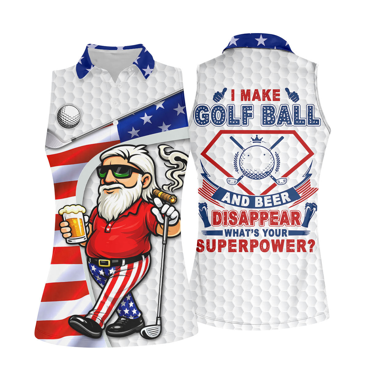 I Make Golf Ball And Beer Disappear Patriotic 4th Of July Funny Golf Shirt, 250 Years Golf Shirt For Women