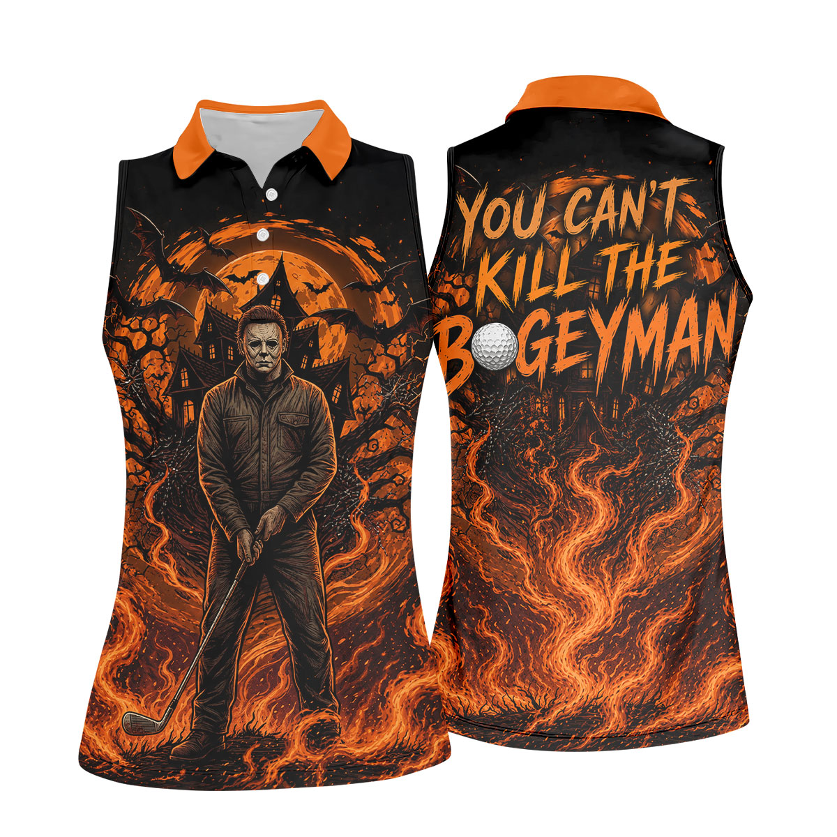 You Can't Kill The Bogeyman Halloween Golf Polo Shirt, Horror Character, Womens Golf Tops