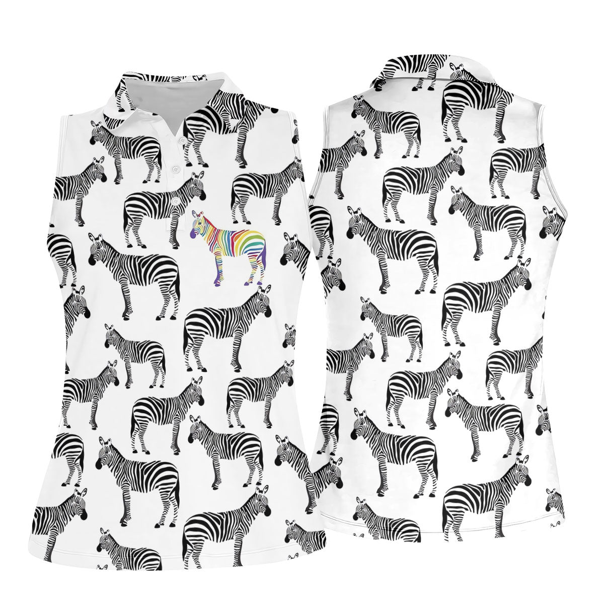 Rainbow Zebra Be Yourself Pride Month Support Ladies Golf Tops, LGBT Community Golf Shirt For Women