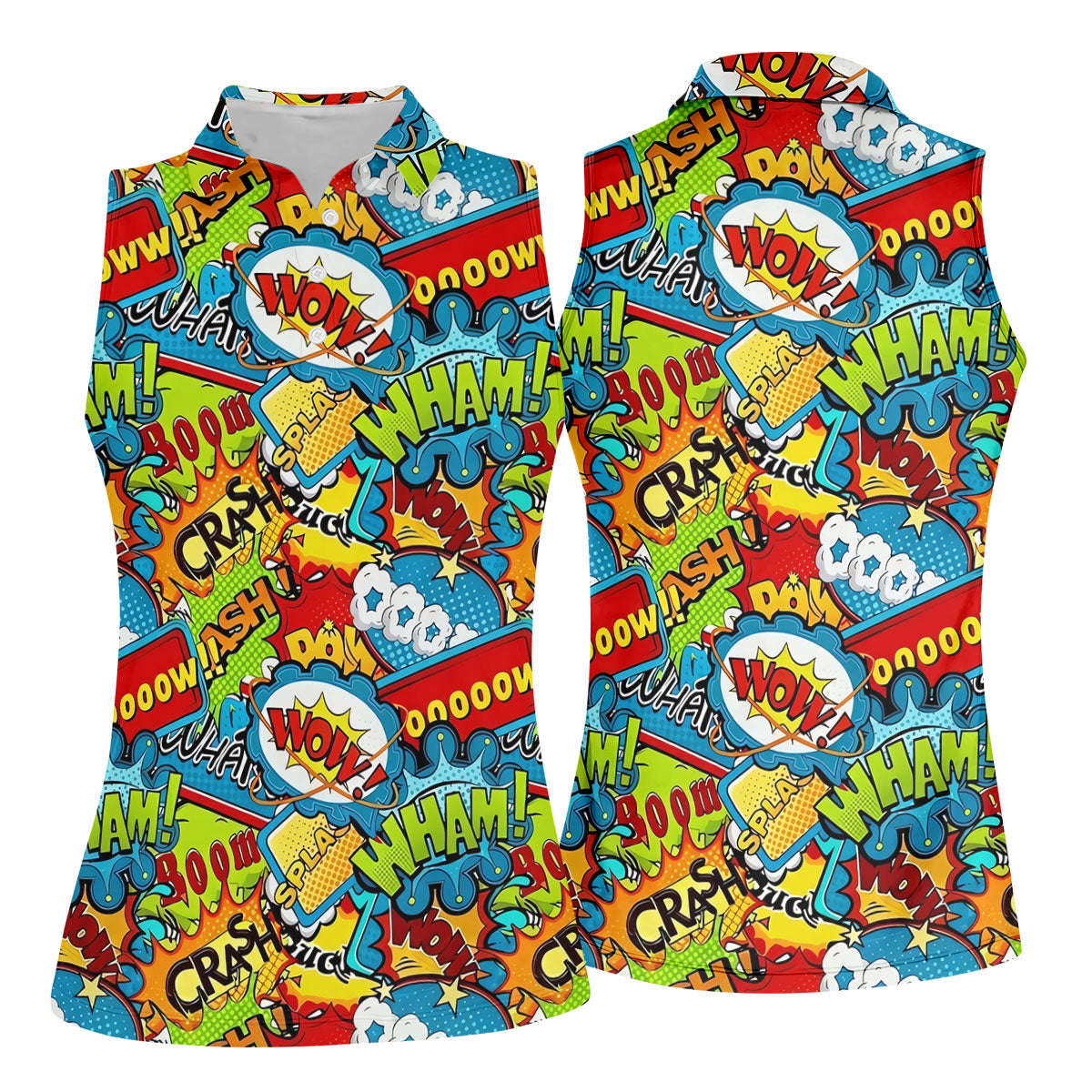 Funny Comic Pop Art Hawaiian Golf Shirt, Ladies Golf Tops, Golf Shirts For Women