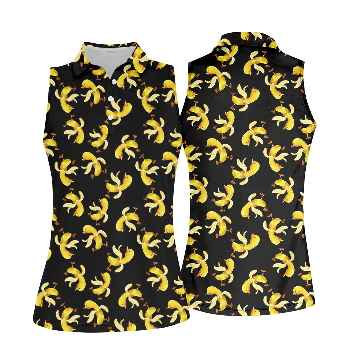 Banana Duck Hawaiian Golf Shirt, Fun Women's Golf Shirts, Ladies Golf Polos