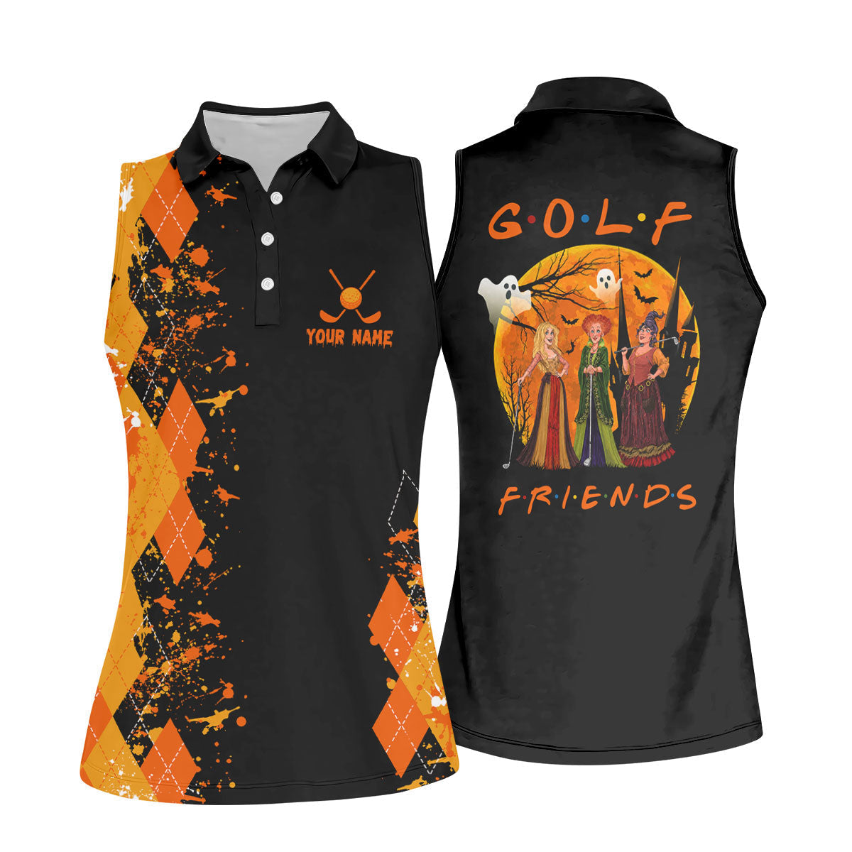 Custom Golf Friends Horror Character Halloween Polo Shirt, Womens Golf Tops, Ladies Golf Top