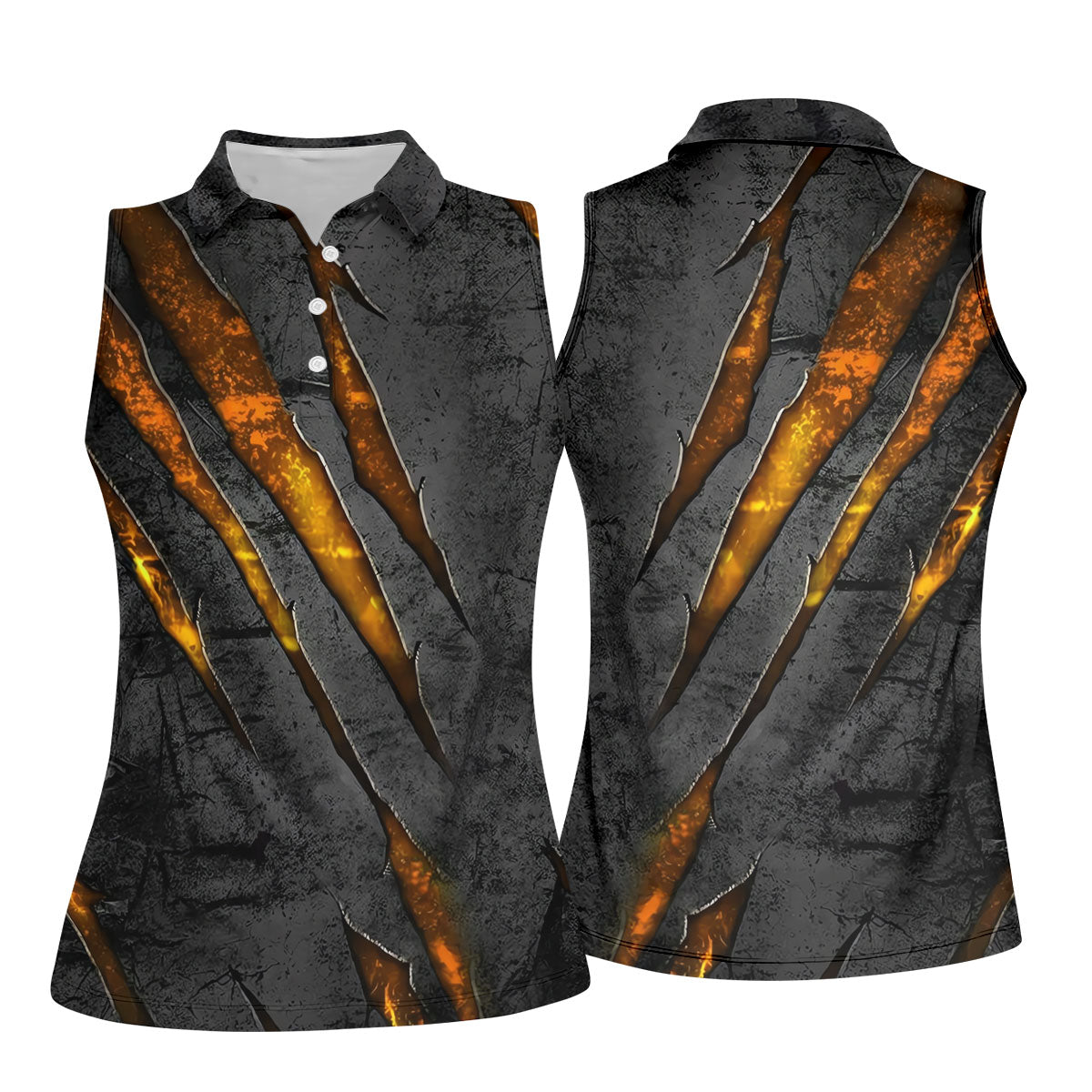 Yellow Claw Marks Hawaiian Golf Shirt, Scratch Print Women's Golf Tops, Ladies Golf Shirts