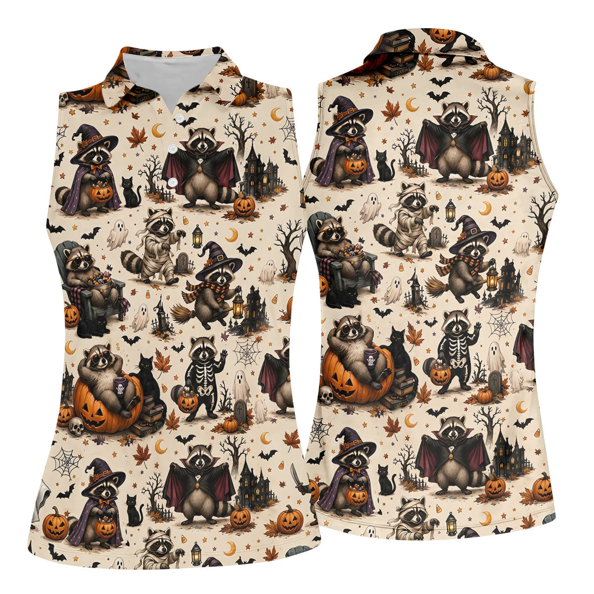 Jimothy Raccoon Costume Halloween Golf Polo Shirt, Golf Tops For Women, Women's Golf Polo
