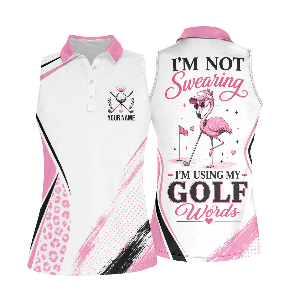Personalized Pink Golf Crest Polo Shirt, Women’s Golf Polo, Ladies Golf Tops