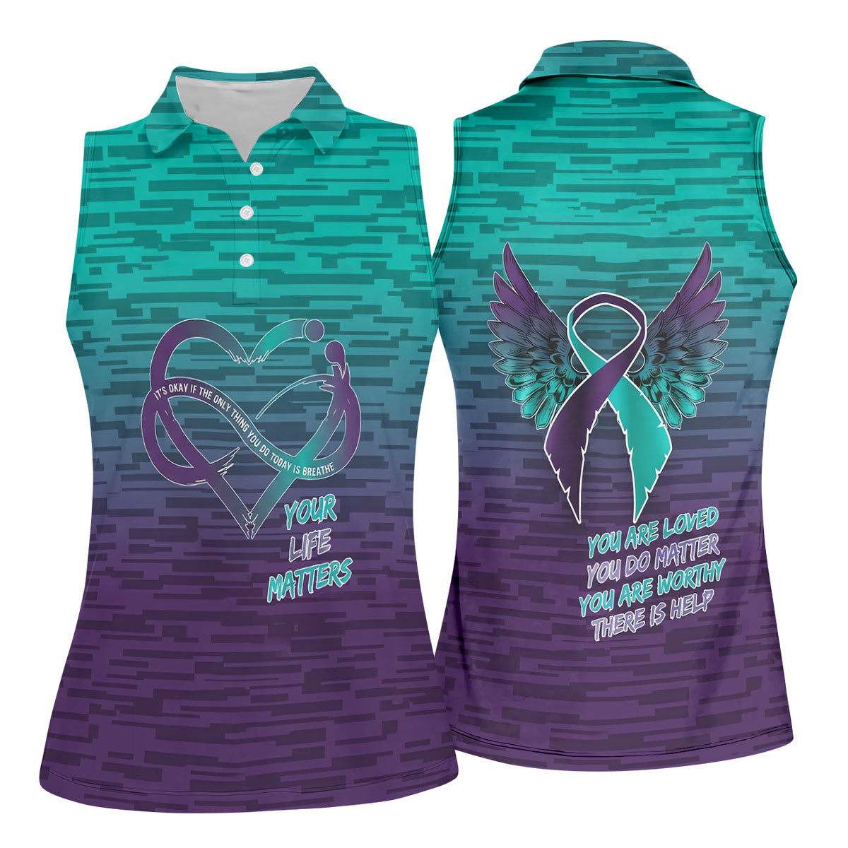 Suicide Prevention Ribbon Wings Golf Polo Shirt, Women’s Golf Polo, Golf Shirts For Women