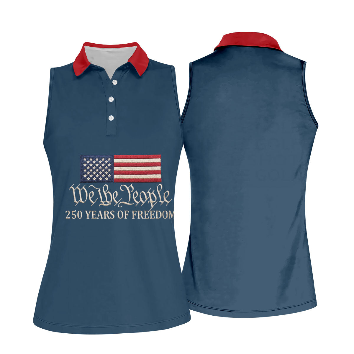 We The People 250 Years American Flag Golf Shirt, Patriotic 4th Of July Golf Shirt For Women