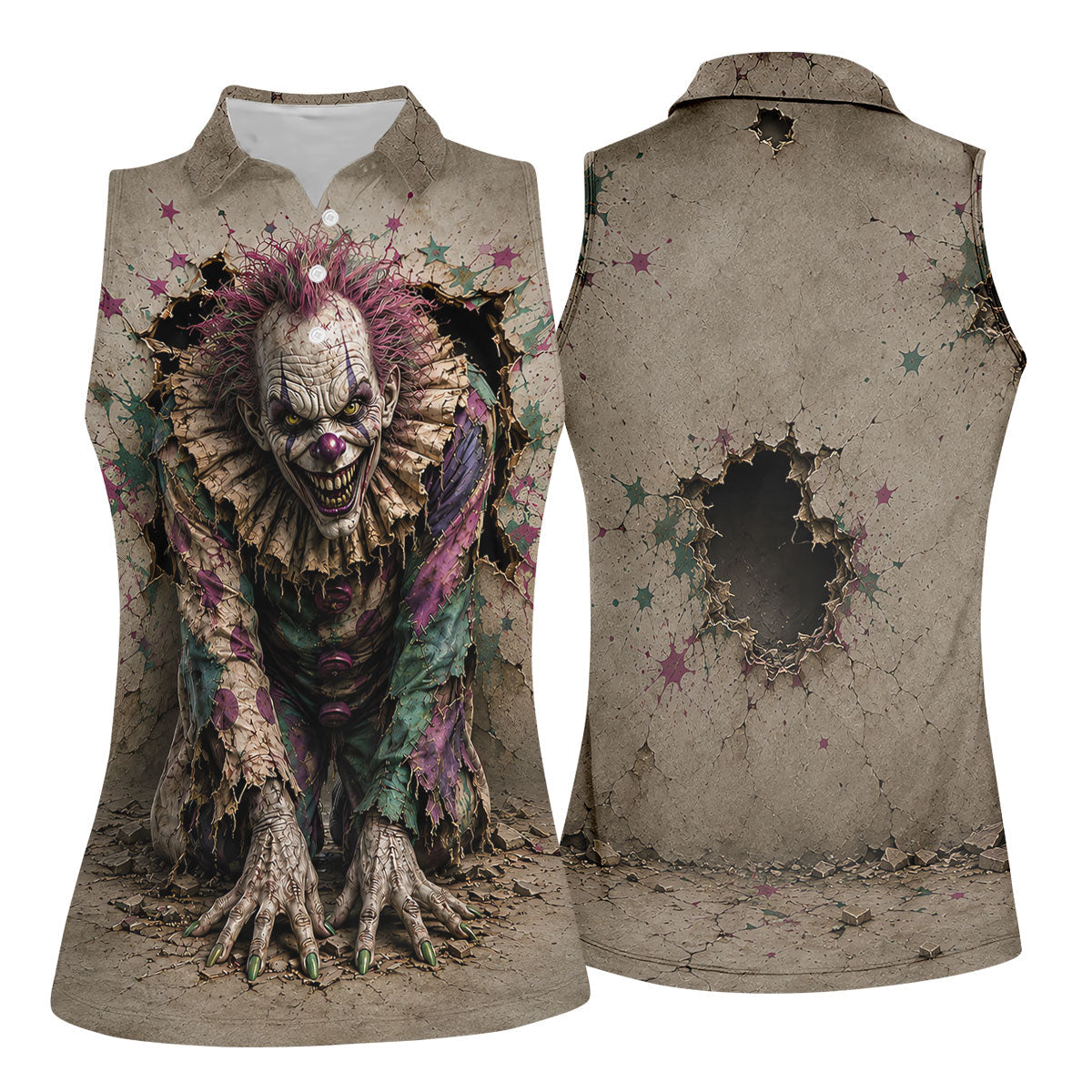Halloween Purple Horror Character Golf Shirt, Women's Golf Apparel, Printed Golf Shirt