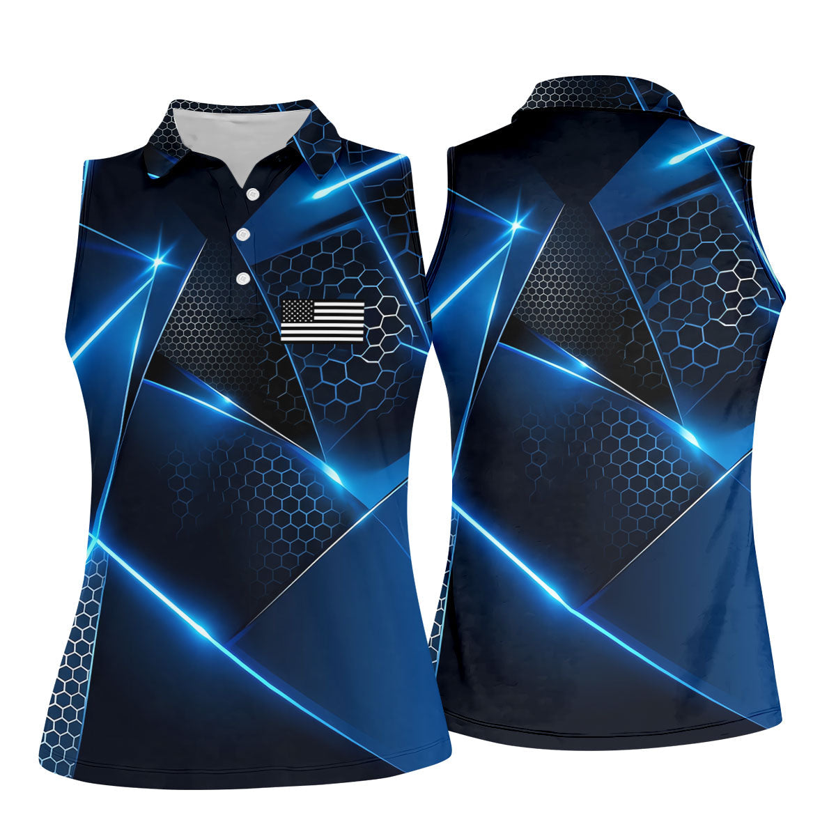 Black And Blue Gradient Patriotic Golf Shirt, 250 Years 4th Of July Golf Shirt For Women