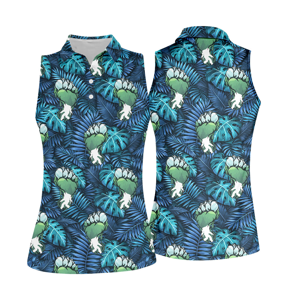 Funny Zombie Hulk Hand Tropical Golf Polo Shirt, Golf Shirts For Women, Women's Golf Apparel