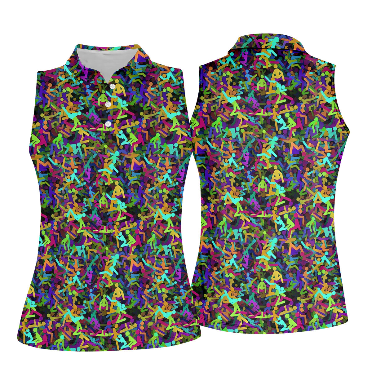 Colorful Abstract Golf Pattern Polo Shirt, Ladies Golf Shirt, Women's Golf Tops