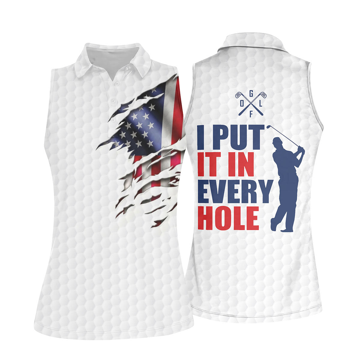I Put It In Every Hole Ripped American Flag 250 Patriotic Golf Shirt, 4th Of July Golf Shirt For Women