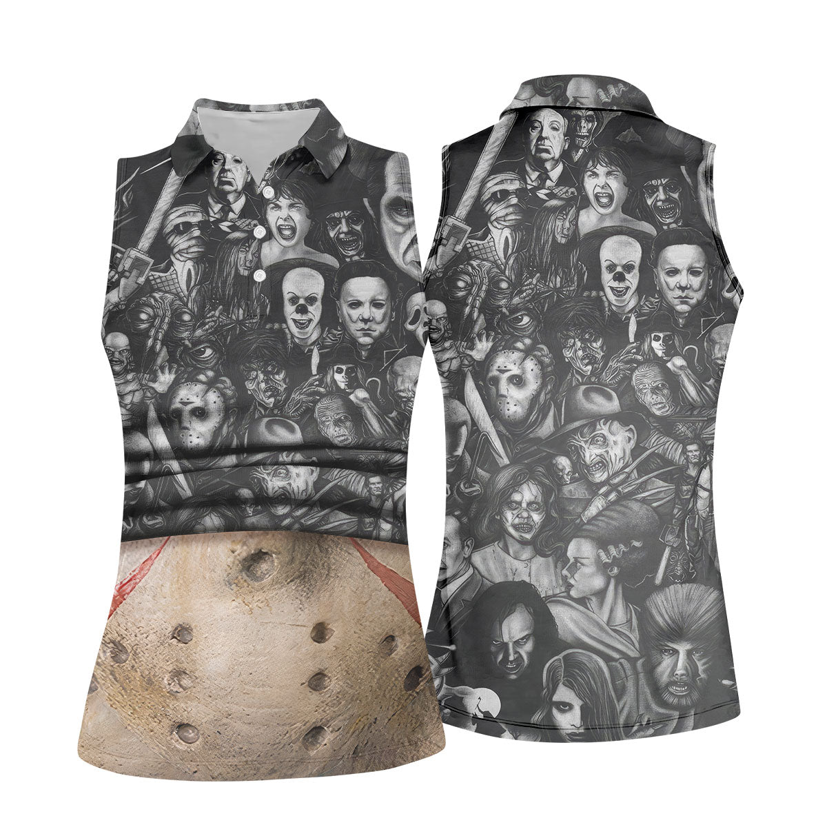 Hockey Mask Horror Character Halloween Polo Shirt, Women’s Golf Polo, Ladies Golf Shirts