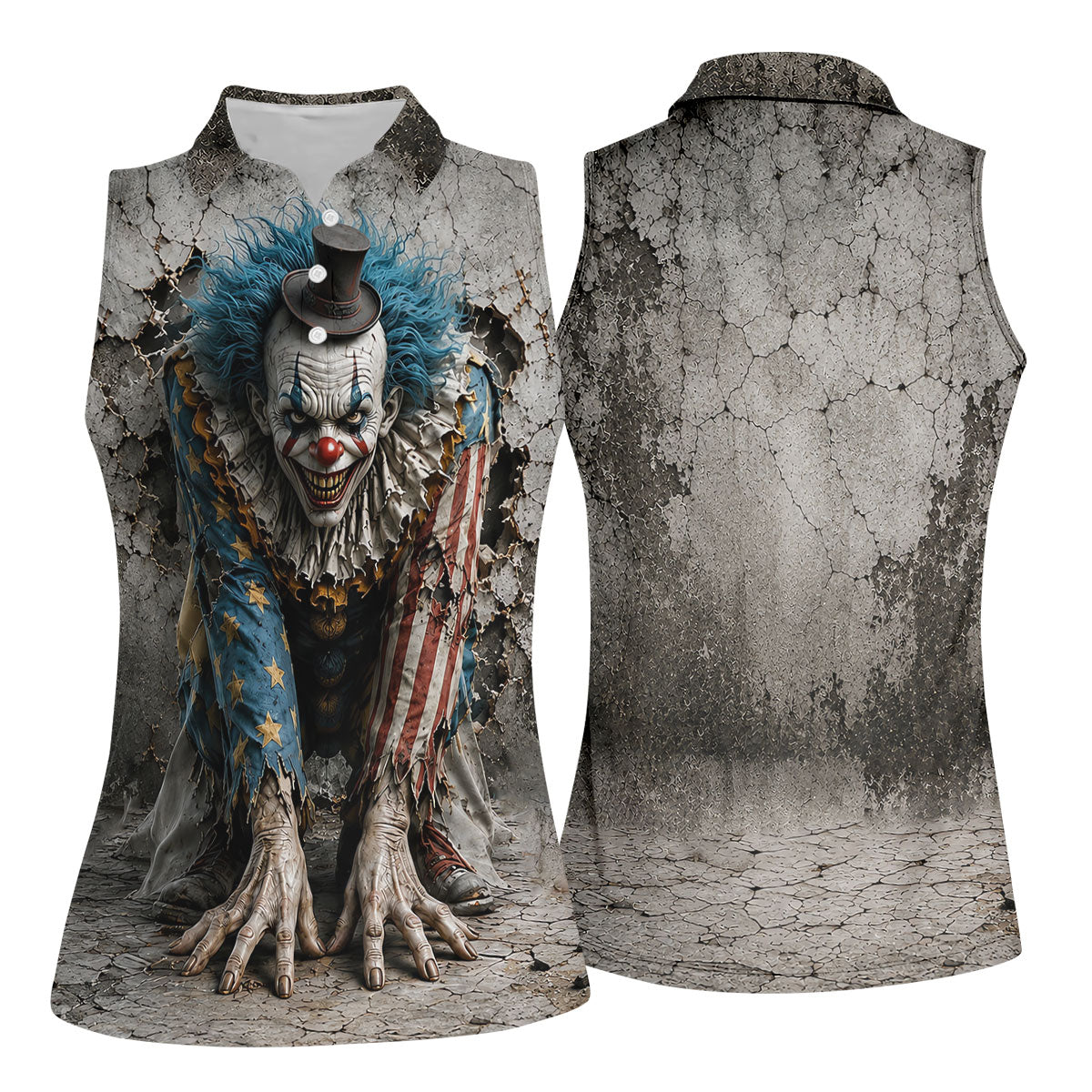 Cracked Wall Horror Character Halloween Shirt, Printed Golf Shirt, Golf Polo For Women