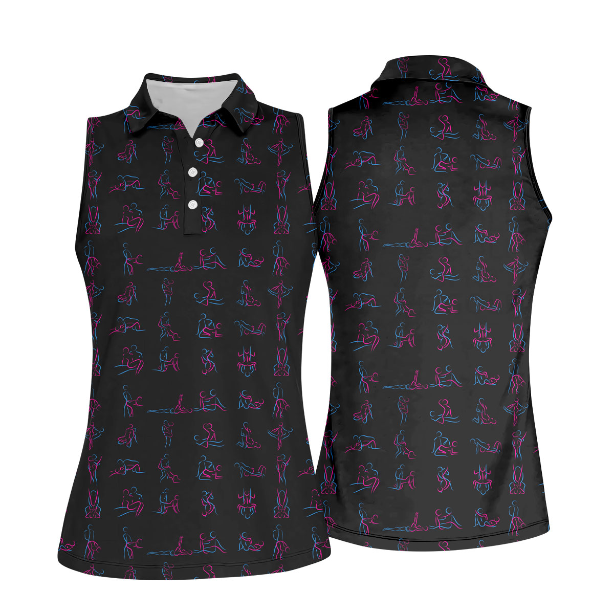 Funny Neon Couples Pattern Golf Polo Shirt, Ladies Golf Shirts, Golf Polo For Women
