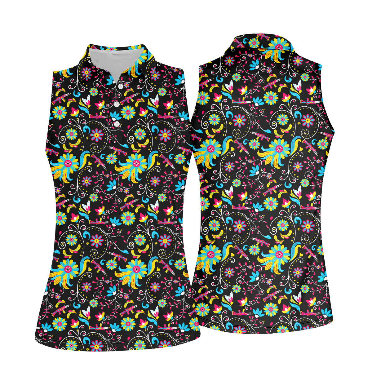 Flores De Mayo Cinco De Mayo Celebration Fiesta Themed Tropical Pattern Golf Shirt For Women