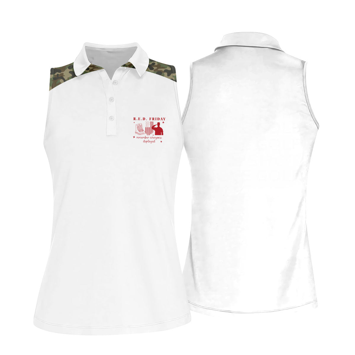 RED Friday Camo White Patriotic 4th Of July Golf Shirt, 250th Anniversary Golf Shirt For Women