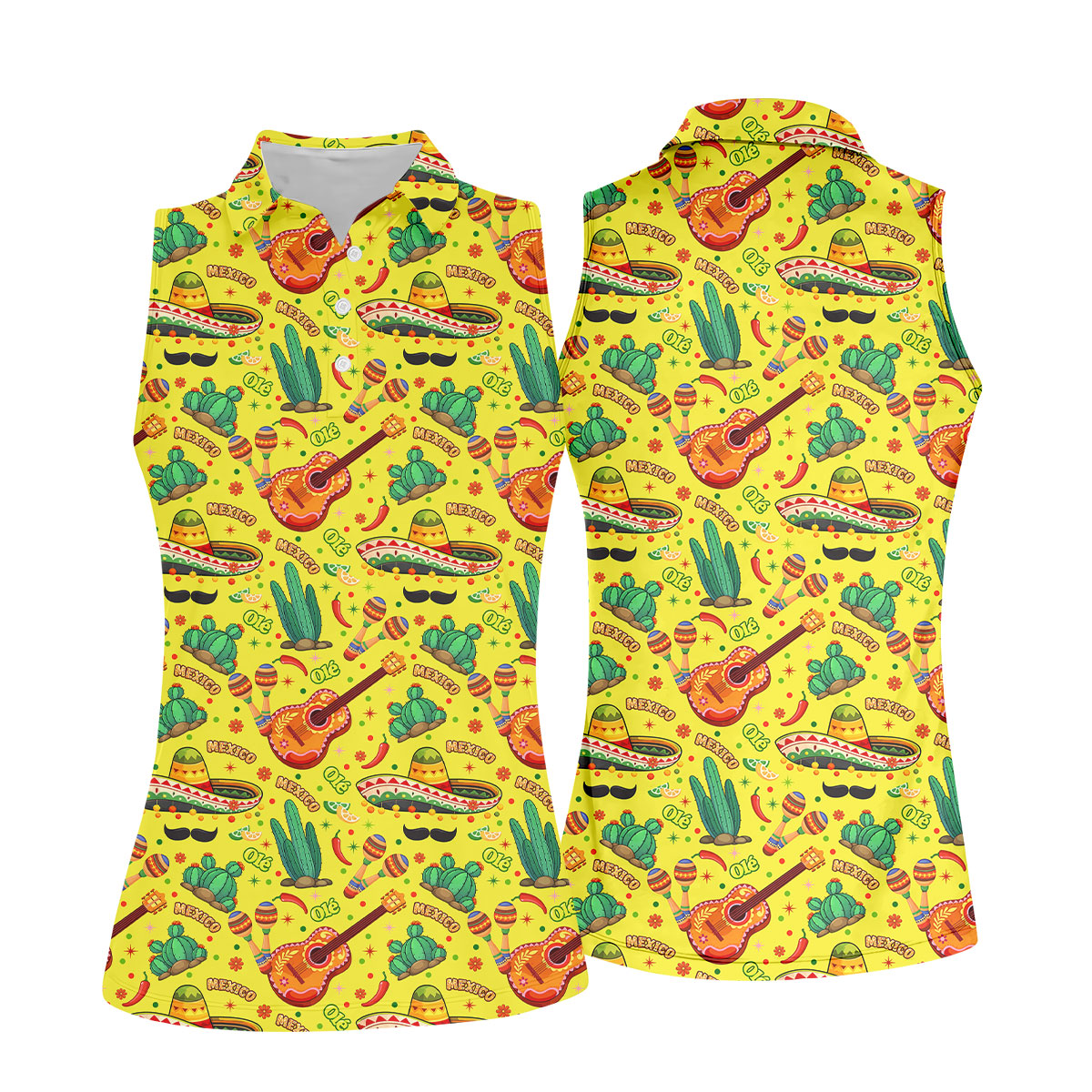 Olé Mexico Mexican Instruments Ladies Golf Tops, Cinco De Mayo Celebration Golf Shirt For Women