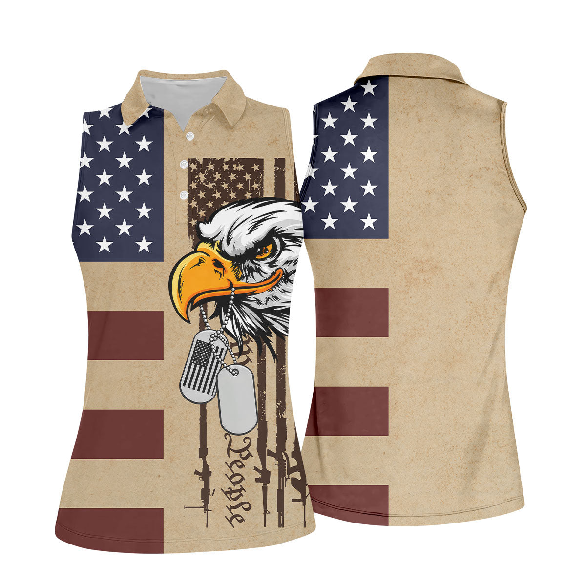 250 Years Bald Eagle American Flag Vintage Golf Shirt, Patriotic 4th Of July Golf Shirt For Women