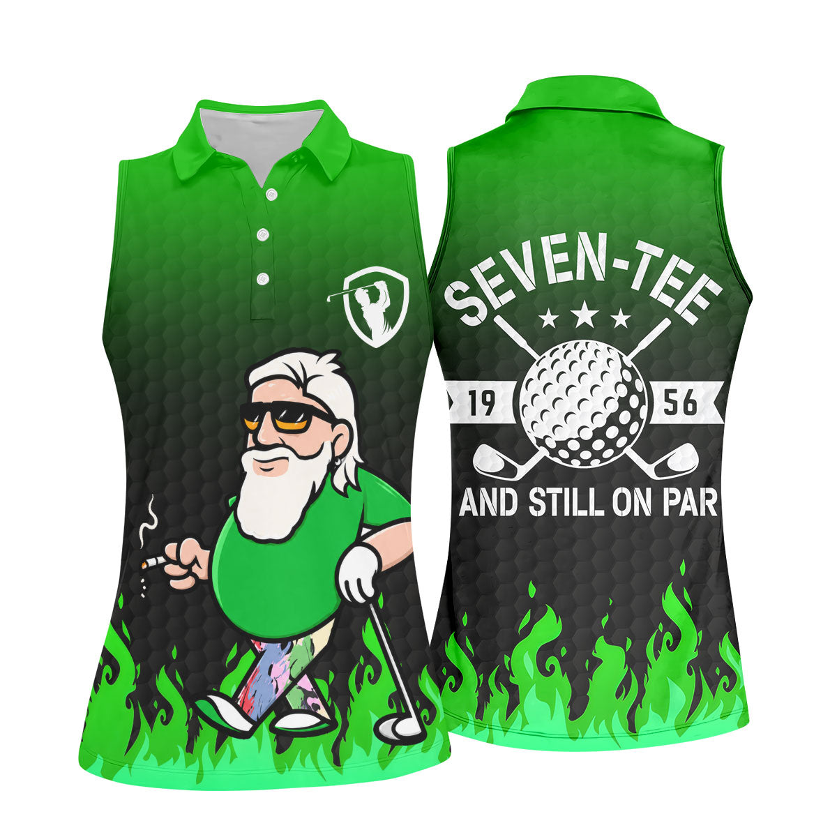 Cool Bearded Golfer Cartoon Women's Golf Tops, Golf Polo For Women, Women’s Golf Apparel