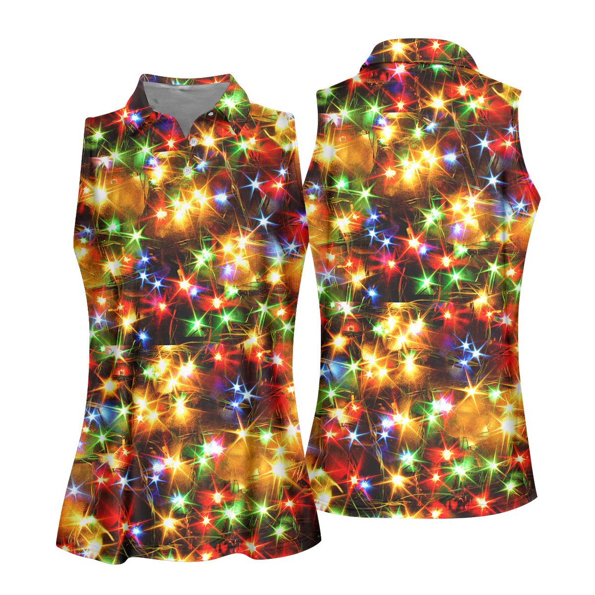 Sparkling Lights Christmas Golf Shirt, Golf Tops For Women, Ladies Golf Shirts