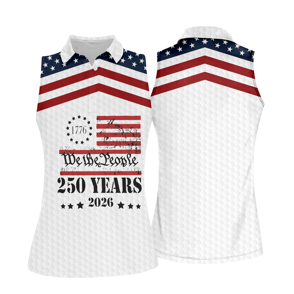 We The People 250 Years US Flag Golf Shirt, Patriotic 4th Of July Golf Shirt For Women