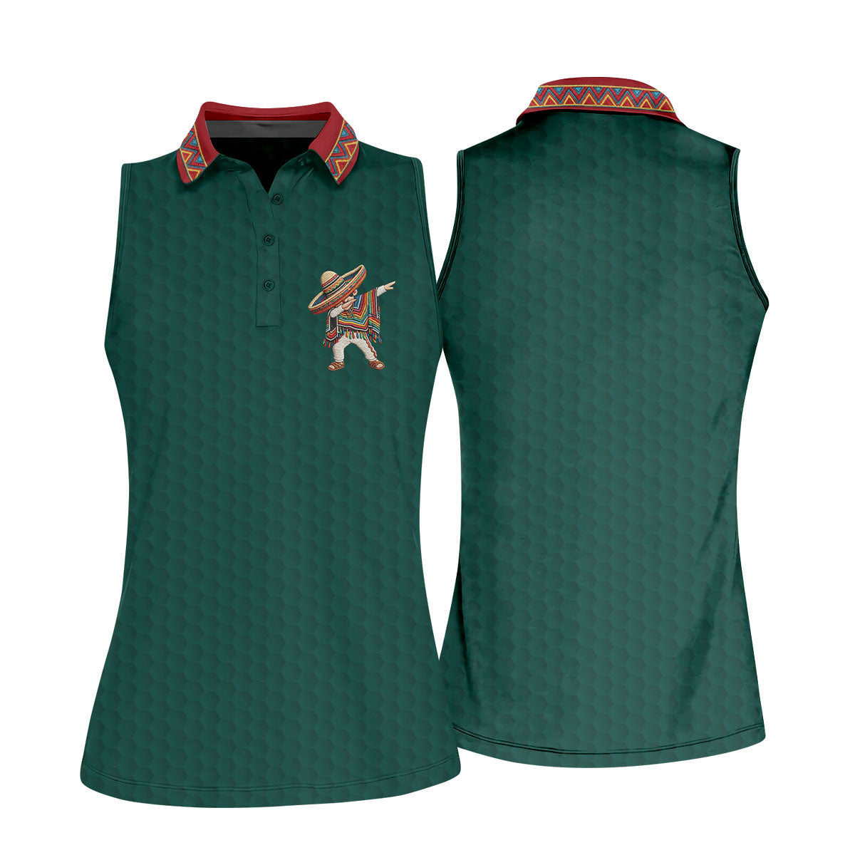 Cinco De Mayo Celebration Golf Ball Pattern Green Golf Shirt, Golf Shirt For Women