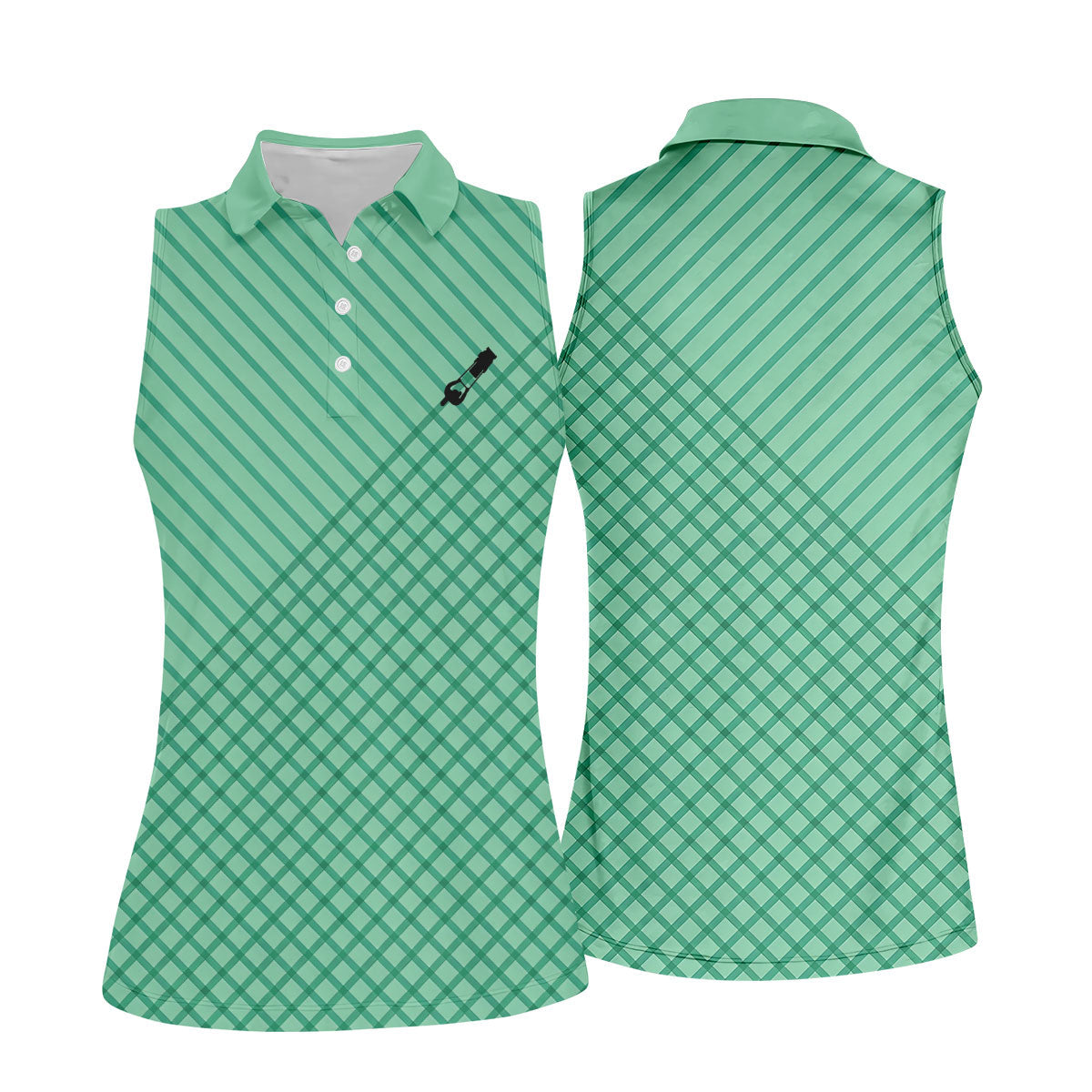 Lawn Mower Logo Cross Pattern Women's Golf Tops, Ladies Golf Shirts, Golfing Apparel