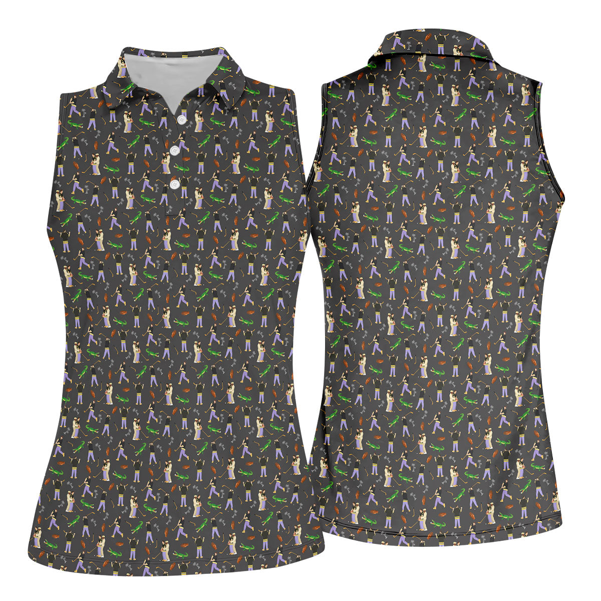 Funny Golf Lesson Alligator Pattern Polo Shirt, Women’s Golf Polo, Golf Shirts For Women