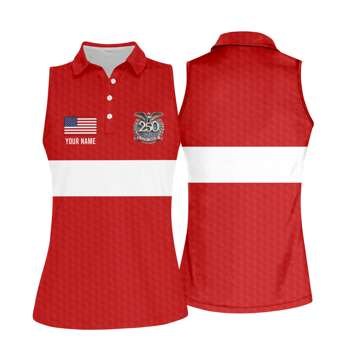 250 Years Red White Blue Stars And Stripes Golf Shirt, Patriotic 4th Of July Golf Shirt For Women