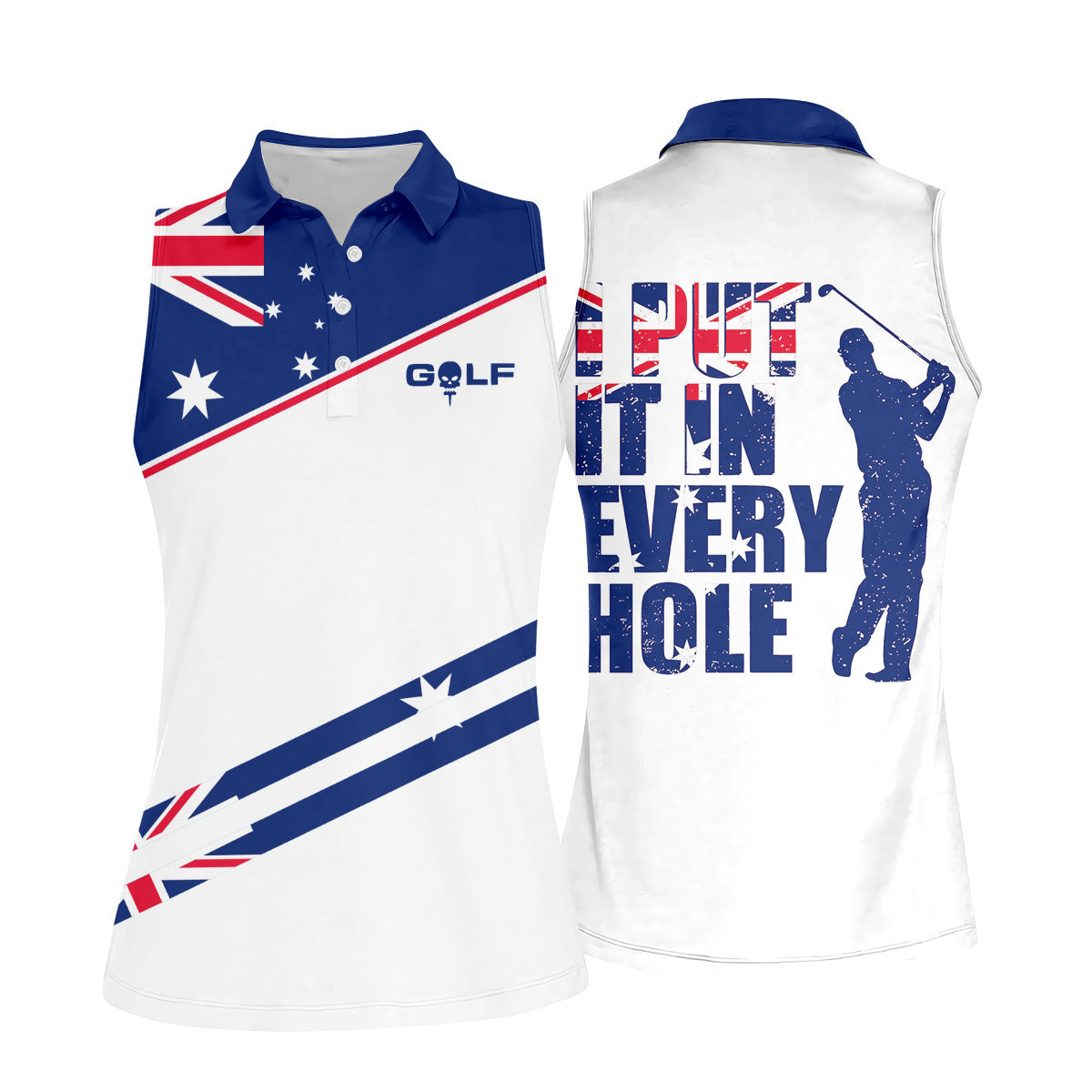 I Put It In Every Hole Australia Flag Print Fun Golf Shirt, Ladies Golf Tops Australia, Golf Shirt For Women