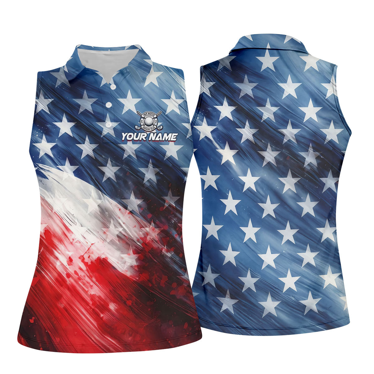 Red White Blue Gradient Art 4th Of July Patriotic Golf Shirt, 250 Years Golf Shirt For Women
