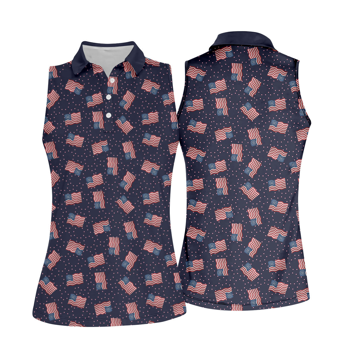 250th Anniversary Waving Flags Patriotic Golf Shirt, 4th Of July Golf Shirt For Women
