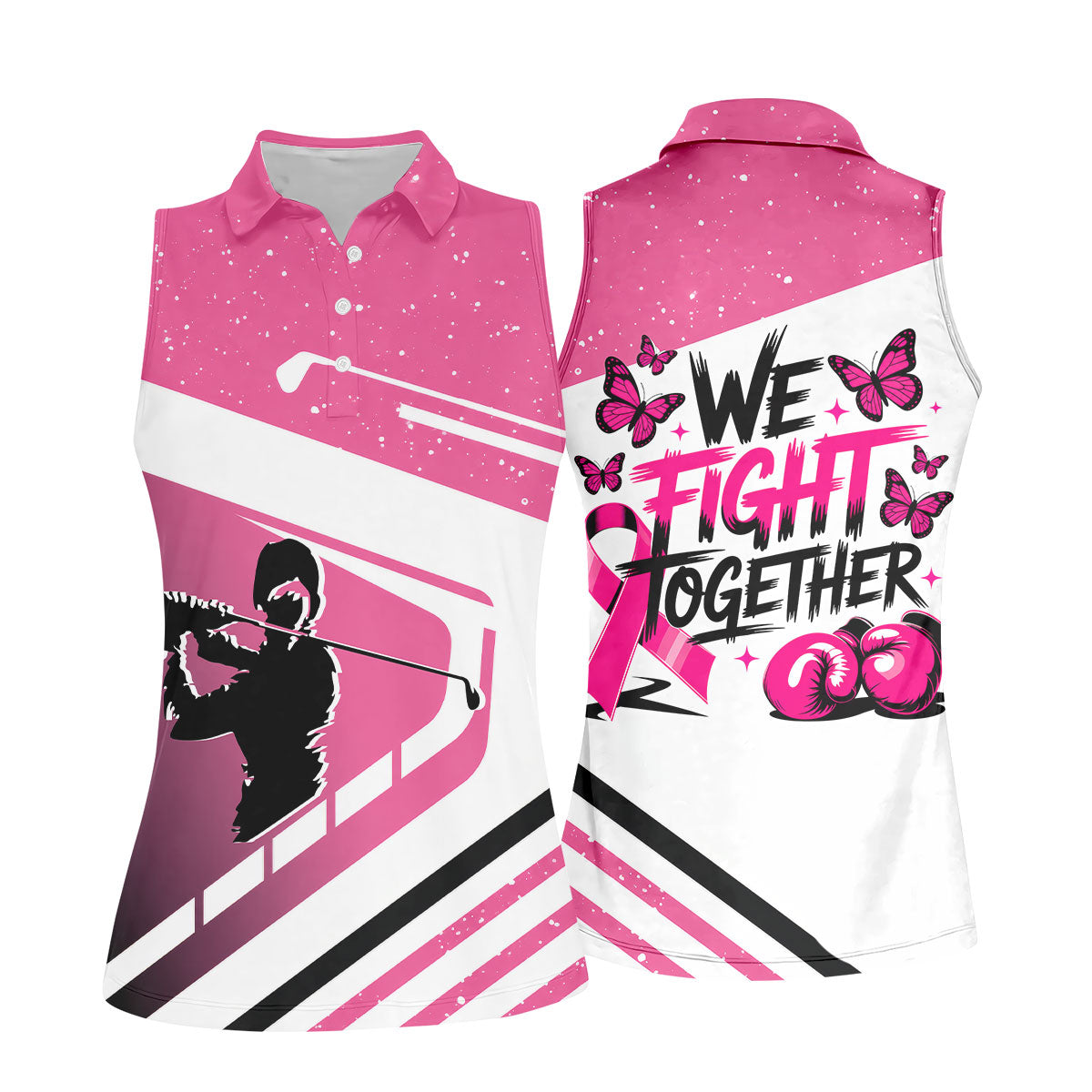 Custom We Fight Together Breast Cancer Polo Shirt, Women’s Golf Polo, Ladies Golf Top