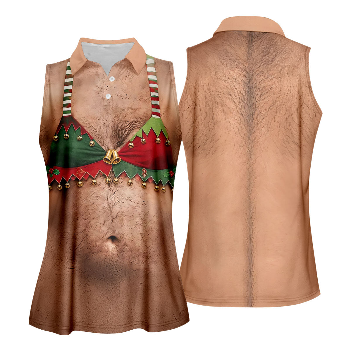 Funny Elf Bra Bells Christmas Golf Shirt, Women’s Golf Polo, Golf Tops For Women