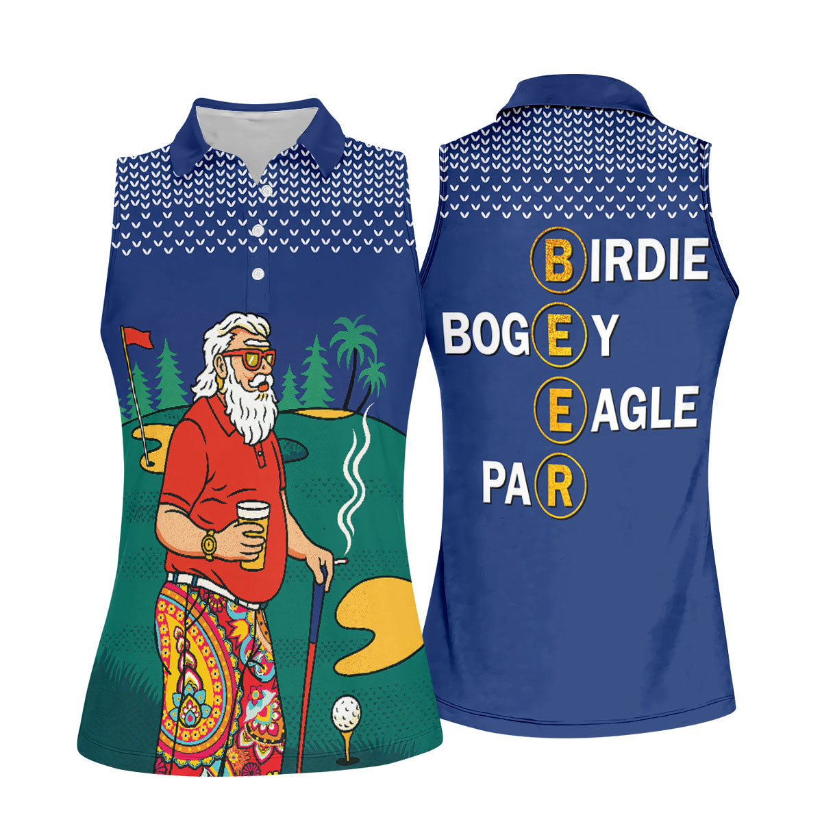 Funny Retro Golfer Drinking Beer Paisley Polo Shirt, Golf Shirts For Women, Women’s Golf Apparel