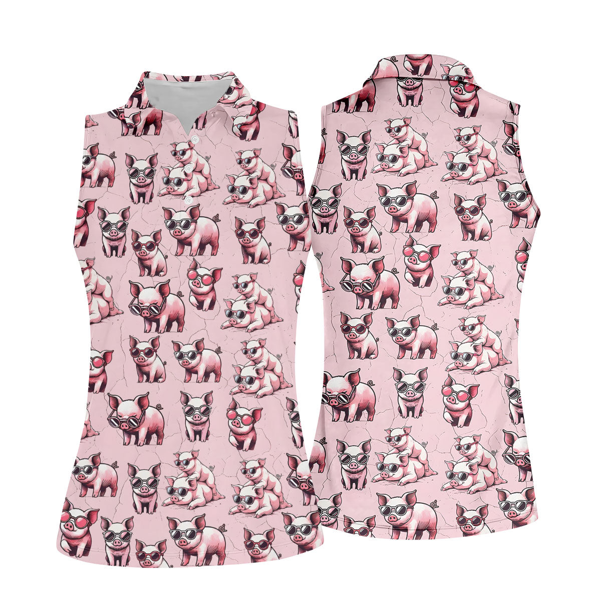 Cute Piglets Wearing Sunglasses Hawaiian Golf Polo, Golf Tops For Women, Golfing Apparel