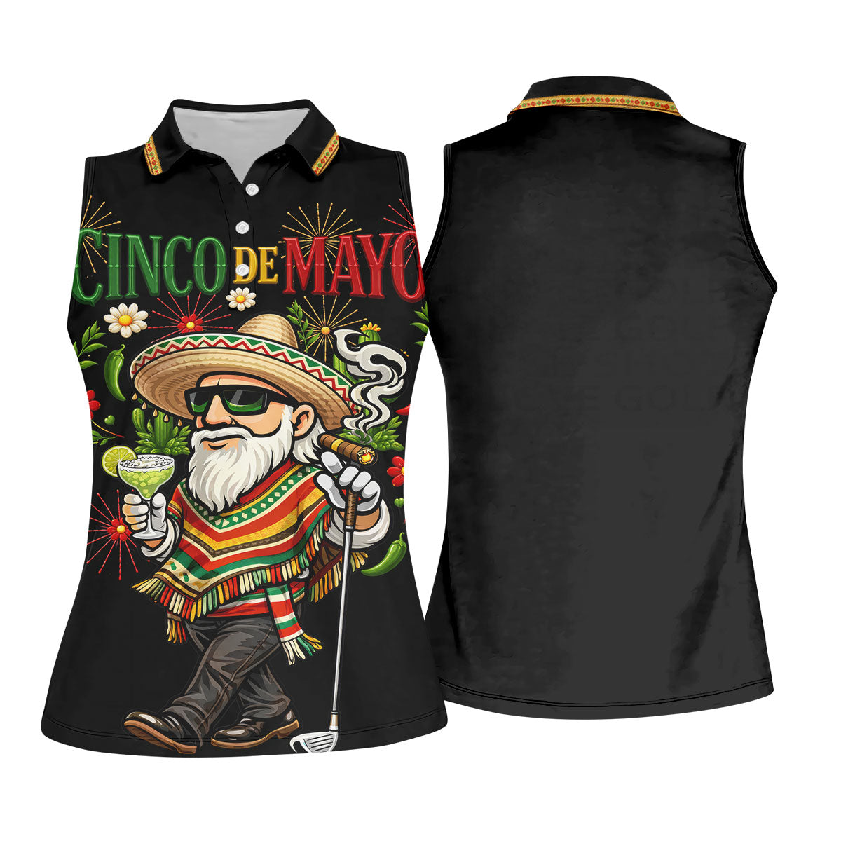 Margarita Man Cinco De Mayo Celebration Black Golf Shirt, Fiesta Theme Golf Shirt For Women