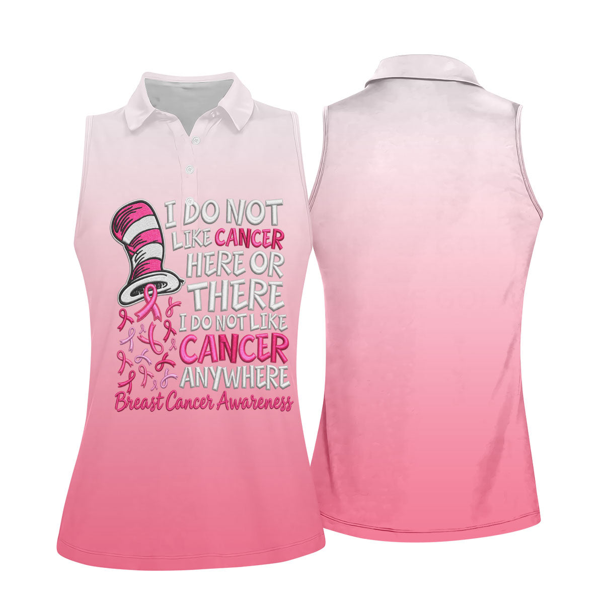 I Do Not Like Cancer Anywhere Breast Cancer Polo Shirt, Ladies Golf Shirt, Womens Golf Tops