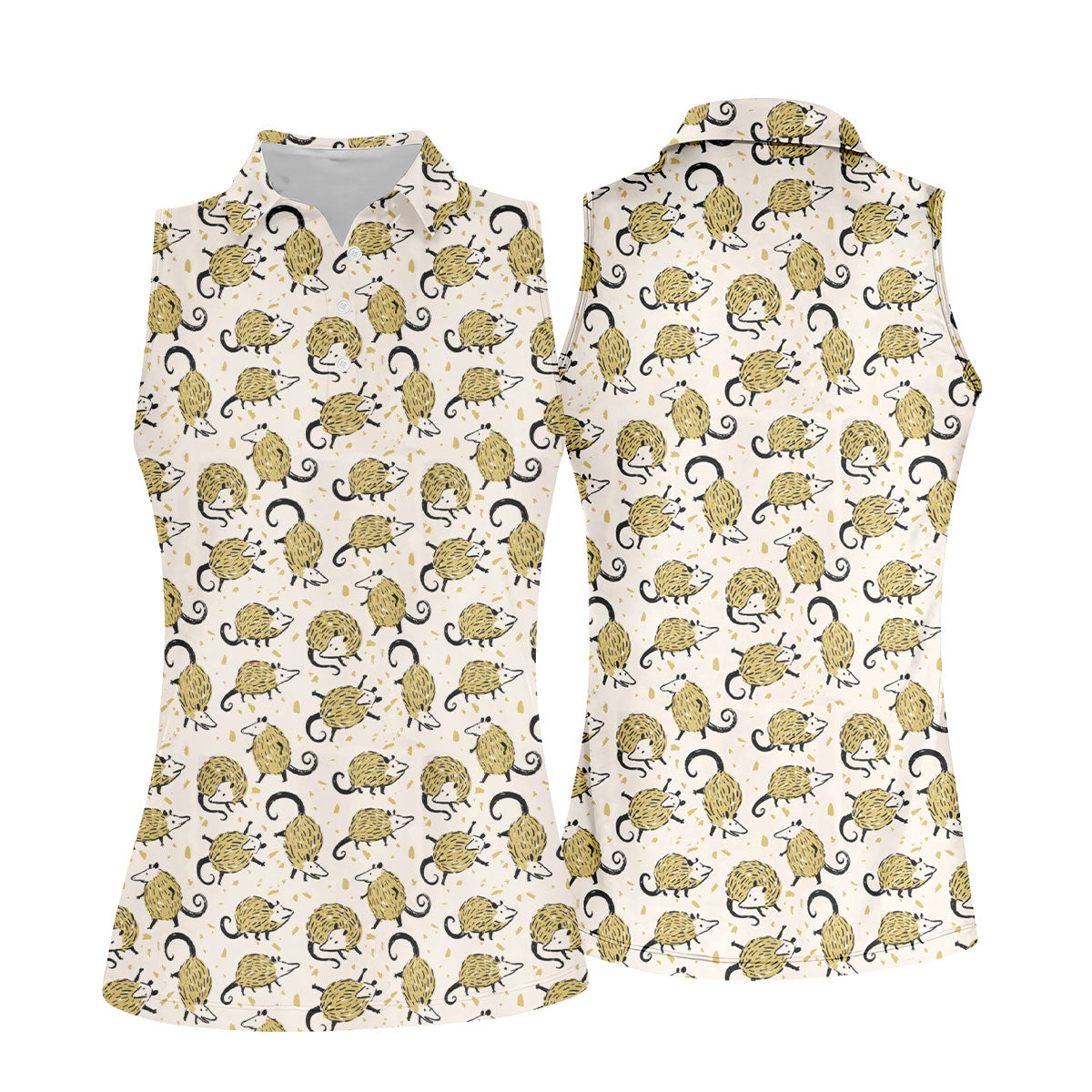 Cute Opossum Seamless Pattern Ladies Golf Tops, Golf Shirt For Women, Ladies Golf Shirts