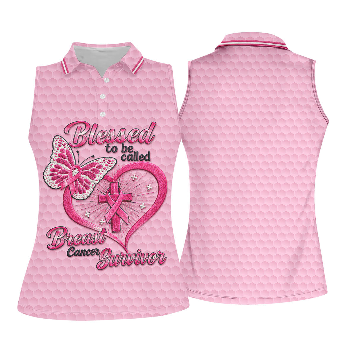 Blessed To Be Called Breast Cancer Survivor Shirt, Womens Golf Polo, Golf Shirts For Women
