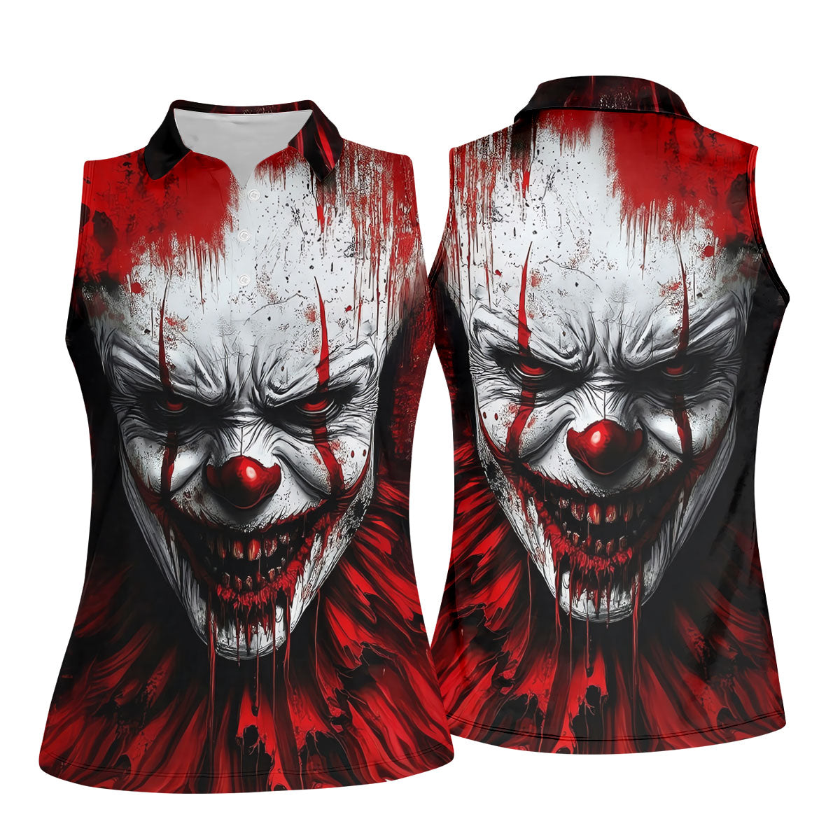Scary Evil Clown Halloween Golf Polo Shirt, Ladies Golf Tops, Golf Shirts For Women
